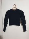 Kolları Tül Çiçekli Güllü Crop Bluz