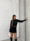 Kolları Tül Çiçekli Güllü Crop Bluz