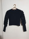 Kolları Tül Çiçekli Güllü Crop Bluz