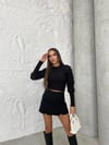 Kolları Tül Çiçekli Güllü Crop Bluz