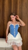Korse Büstiyer Dantelli Şortlu Mini Etek İkili Takım