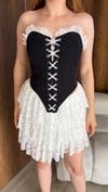 Korse Büstiyer Dantelli Şortlu Mini Etek İkili Takım