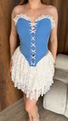 Korse Büstiyer Dantelli Şortlu Mini Etek İkili Takım