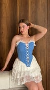 Korse Büstiyer Dantelli Şortlu Mini Etek İkili Takım