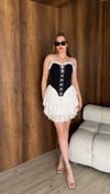 Korse Büstiyer Dantelli Şortlu Mini Etek İkili Takım