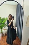 Kruvaze Yaka Kısa Kol Beli Lastikli Rahat Kesim Elbise