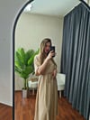 Kruvaze Yaka Kısa Kol Beli Lastikli Rahat Kesim Elbise