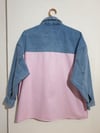 Oversize Salaş Kuş Gözü Zincirli Renkli Jean Ceket