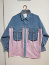 Oversize Salaş Kuş Gözü Zincirli Renkli Jean Ceket