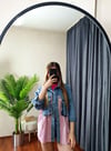 Oversize Salaş Kuş Gözü Zincirli Renkli Jean Ceket