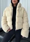 Teddy Kumaş Dik Yaka Fermuarlı Peluş Mont