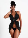 Tokalı Taşlı Pareo Bikini 3 lü Takım