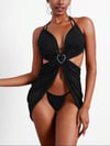 Tokalı Taşlı Pareo Bikini 3 lü Takım