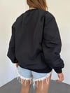 Unisex Beli Lastikli Kol Cepli Fermuarlı Bomber Siyah Ceket