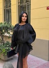 Vatkalı Balon Kol Dökümlü Fırfırlı Şortlu Ekstra Süper Mini Elbise