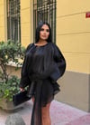 Vatkalı Balon Kol Dökümlü Fırfırlı Şortlu Ekstra Süper Mini Elbise