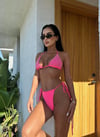 Yandan Bağlamalı İncili Üçgen Yüksek Bel Bikini Takım