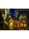 4'lü Kış Evi Seti 3 Adet 10 cm, 1 Adet 13 cm, Beyaz, Tealight Mumlar Dahil