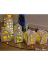4'lü Kış Evi Seti 3 Adet 10 cm, 1 Adet 13 cm, Beyaz, Tealight Mumlar Dahil