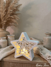 Dekoratif Kartanesi Desenli Yıldız Mumluk, 16 Cm, 1 Adet Tealight Hediyeli
