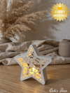 Dekoratif Kartanesi Desenli Yıldız Mumluk, 16 Cm, 1 Adet Tealight Hediyeli