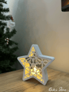 Dekoratif Kartanesi Desenli Yıldız Mumluk, 16 Cm, 1 Adet Tealight Hediyeli