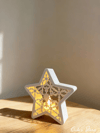 Dekoratif Kartanesi Desenli Yıldız Mumluk, 16 Cm, 1 Adet Tealight Hediyeli