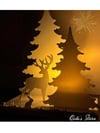 Işıklı Geyikli Yılbaşı Süsü, Noel Süsü, Masa Dekoru, 1 Adet, Beyaz, Işık Dahil, 16cm