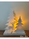 Işıklı Geyikli Yılbaşı Süsü, Noel Süsü, Masa Dekoru, 1 Adet, Beyaz, Işık Dahil, 16cm