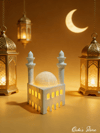 Mini Cami Mumluk, Dekoratif Tealight Aydınlatmalı Ev Dekoru, Ramazan ve İslami Dekorasyon, Pilli Mum Dahil, 10cm, 1 Adet