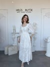 Beyaz Nakış İşlemeli Brode Elbise