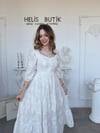 Beyaz Nakış İşlemeli Brode Elbise