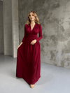 Bordo V Yaka Maxi Boy Elbise