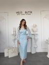Dantel Maxi Boy Mavi Elbise