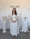 Dantel Yaka Detaylı Puantiyeli Retro Elbise - Ekru