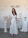 Dantel Yaka Detaylı Puantiyeli Retro Elbise - Ekru