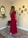 Drape Detaylı Likralı Elbise - Bordo