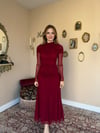 Drape Detaylı Likralı Elbise - Bordo