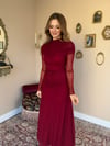 Drape Detaylı Likralı Elbise - Bordo