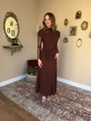Drape Detaylı Likralı Elbise - Kahve