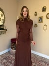 Drape Detaylı Likralı Elbise - Kahve
