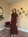 Drape Detaylı Likralı Elbise - Kahve