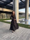Fırfır Detay Siyah Elbise