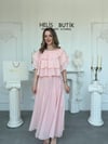 Kat Kat Fırfırlı Şifon Bluz Etek Takım - Pembe