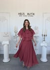 Kat Kat Fırfırlı Şifon Bluz Etek Takım - Gül Kurusu