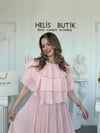 Kat Kat Fırfırlı Şifon Bluz Etek Takım - Pembe