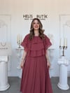 Kat Kat Fırfırlı Şifon Bluz Etek Takım - Gül Kurusu