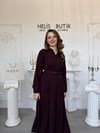 Kemerli Premium Pamuk Gömlek Elbise - Mürdüm