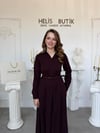 Kemerli Premium Pamuk Gömlek Elbise - Mürdüm