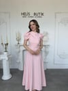 Kol Tasarım Arkası Bağlamalı Elbise - Pembe
